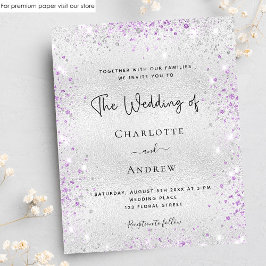 Lámina Invitación a la boda purpurina púrpura de plata de