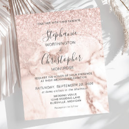 Lámina Invitación a la boda Purpurina Rosa de oro de Marb