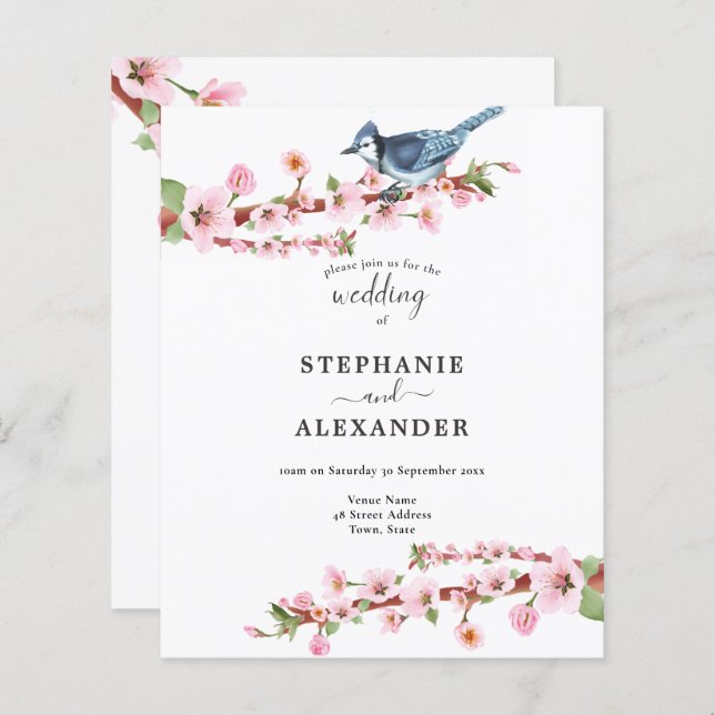 Lámina Invitación a la boda QR de Blue Bird Quart (Anverso / Reverso)