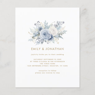 Lámina Invitación a la boda QR de Budget Blue Florals Gol