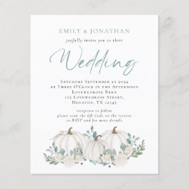 Lámina Invitación a la boda QR de la Foliage Verde azulad