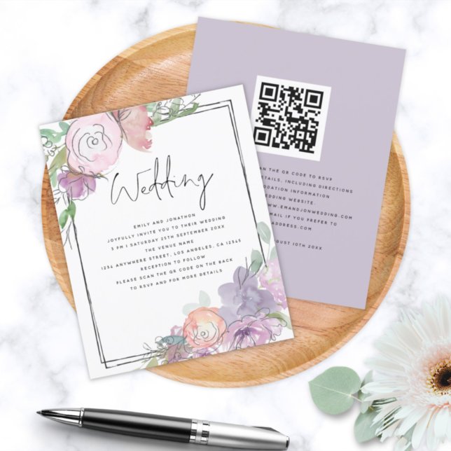 Lámina Invitación a la boda QR de marco escrupuloso para  (Subido por el creador)