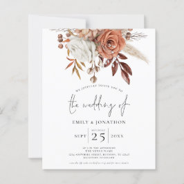 Lámina Invitación a la boda QR para florals de Terracota 