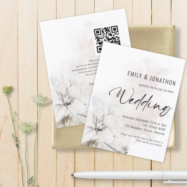 Lámina Invitación a la boda QR para las Flores blancas de (Subido por el creador)