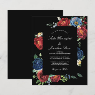 Lámina Invitación a la Boda Roja Azul Borgoña de la Marin