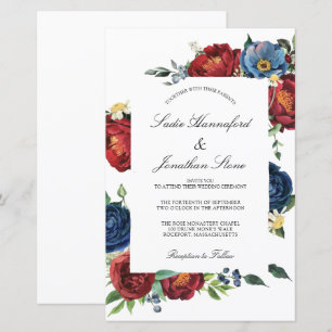 Lámina Invitación a la Boda Roja Azul Borgoña de la Marin