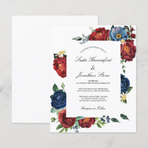 Lámina Invitación a la Boda Roja Azul Borgoña de la Marin
