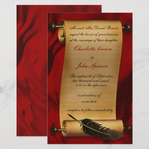 Lámina Invitación a la Boda Roja de Desplazamiento Rústic