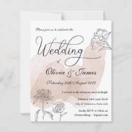 Lámina Invitación a la boda Rosa con presupuesto floral