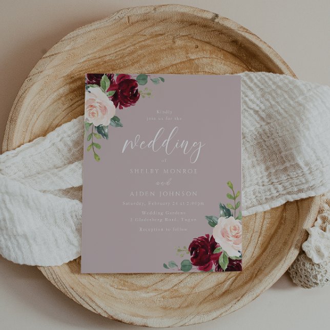 Lámina Invitación a la boda Rosa de Borgoña Dusty (Subido por el creador)