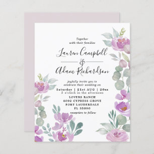 Lámina Invitación a la boda rosa de color de agua Eucalyp