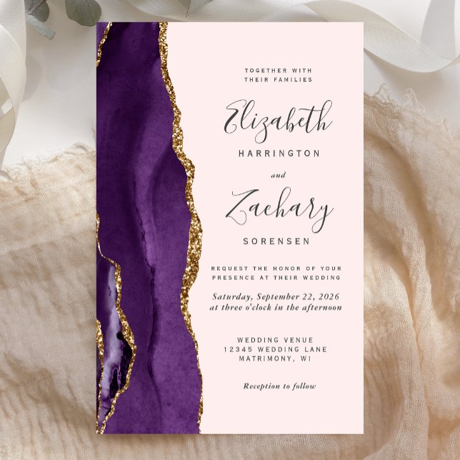 Lámina Invitación a la boda Rubor de la Agate de Oro Púrp (Subido por el creador)