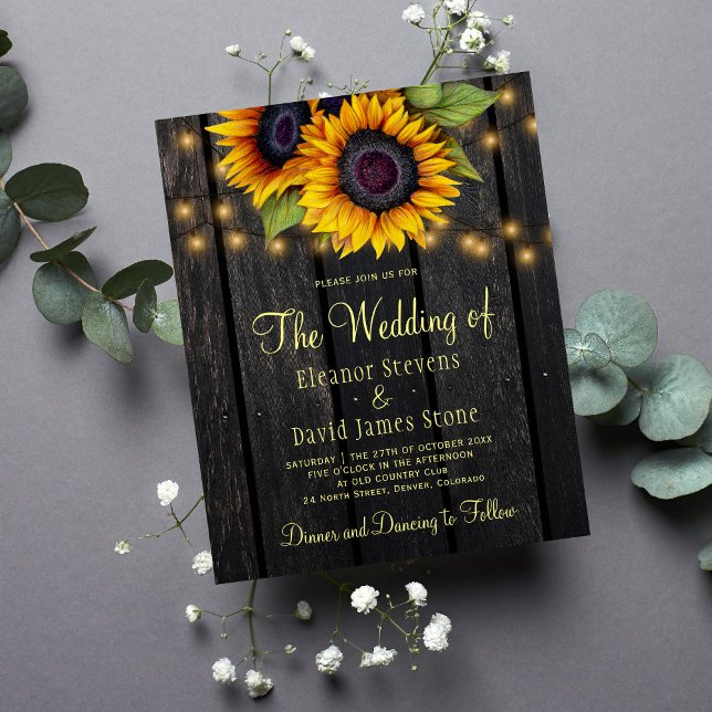 Lámina Invitación a la boda rural rústica con girasol pre (Subido por el creador)
