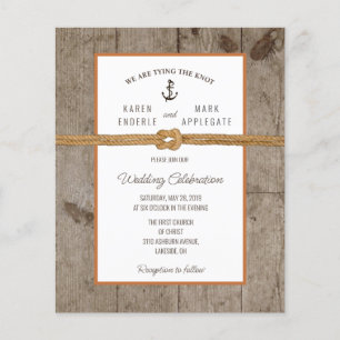 Lámina Invitación a la boda rústica de la pista del costa