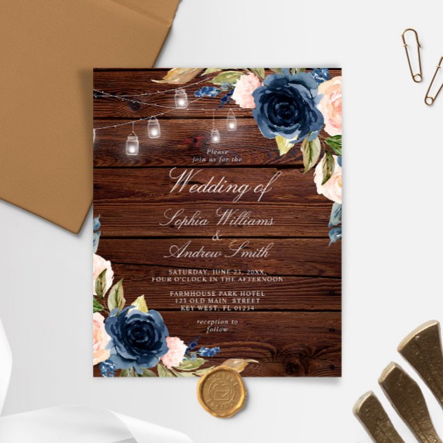 Lámina Invitación a la boda rústica de las flores azules  (Subido por el creador)