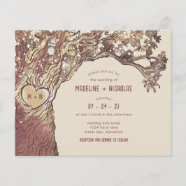 Lámina Invitación a la boda Rústica del árbol del corazón