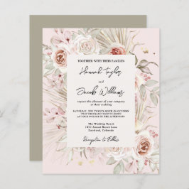 Lámina Invitación a la boda rústica del Boho floral PInk