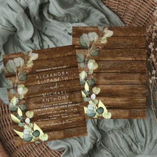 Lámina Invitación a la boda rústica del eucalipto del pre
