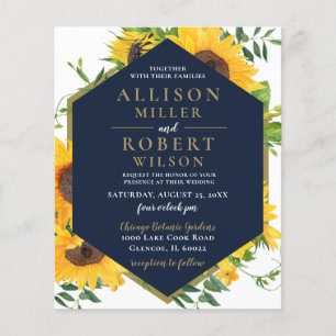 Lámina Invitación a la boda rústica del girasol de la mar