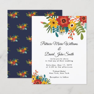 Lámina Invitación a la boda rústica floral con colorido p