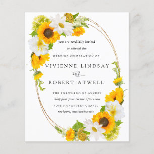 Lámina Invitación a la boda rústica floral de girasol con