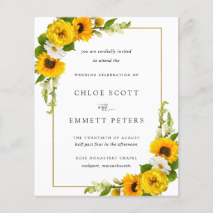 Lámina Invitación a la boda rústica floral de girasol con
