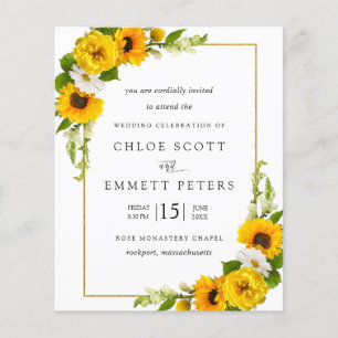 Lámina Invitación a la boda rústica floral de girasol con