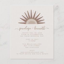 Lámina Invitación a la boda simple Boho Sun Taupe