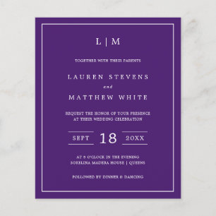 Lámina Invitación a la boda simple con un presupuesto púr