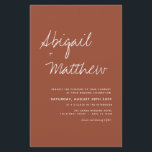 Lámina Invitación a la boda simple de Budget Boho Terraco<br><div class="desc">El presupuesto personaliza este Naranja de Boho Simple Elegant Terracotta quemada y la invitación blanca estilo con tu mensaje y detalles con una elegante foto en la parte trasera. Esta invitación minimalista incluye una elegante tipografía manuscrita con un color moderno para la celebración especial del Día de la Boda.</div>