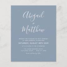 Invitación a la boda simple de Dusty Blue con pres
