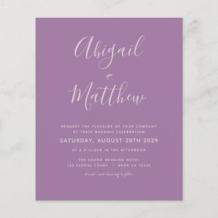 Lámina Invitación a la boda simple púrpura y dura del pre