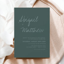 Invitación a la boda simple verde esmeralda del pr