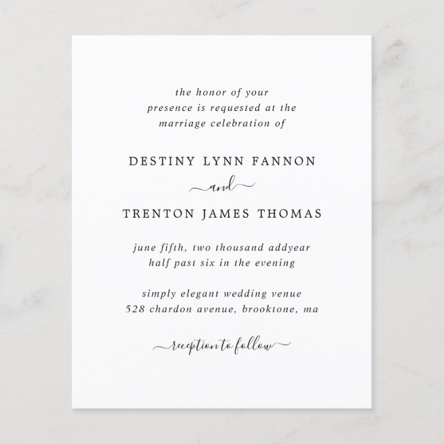 Lámina Invitación a la boda simple y elegante (Anverso)