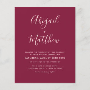 Lámina Invitación a la boda simple y moderna de Borgoña