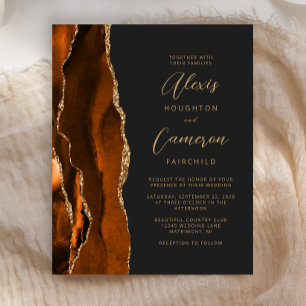 Lámina Invitación a la boda tardía del Naranja quemado de