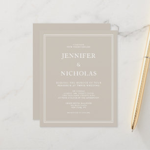 Lámina Invitación a la boda taupe beige formal elegante d
