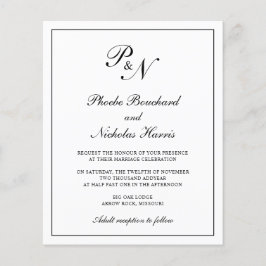 Lámina Invitación a la boda tradicional de monograma