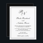 Lámina Invitación a la boda tradicional de monograma<br><div class="desc">Invitación tradicional a bodas de bajo coste en blanco y negro clásico con un diseño sencillo con su monograma inicial y sus nombres en una caligrafía elegante dentro de un borde delgado. Este elegante diseño es perfecto para un boda formal. Estas invasiones bodas baratas se imprimen en hojas de papel...</div>