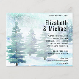 Lámina Invitación a la boda Verde azulada con acuarela de