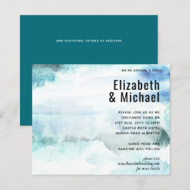 Lámina Invitación a la boda Verde azulada por acuarela de