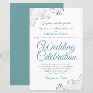 Lámina Invitación a la boda Verde azulada y blanca de Lac