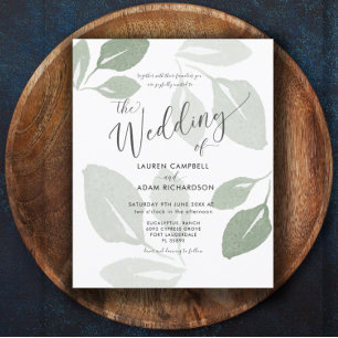 Lámina Invitación a la boda verde de color de agua del pr