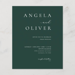 Lámina Invitación a la boda verde de esmeralda moderna co
