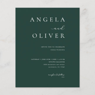 Lámina Invitación a la boda verde de esmeralda moderna co