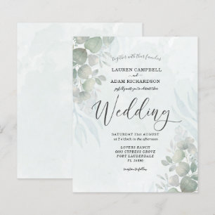 Lámina Invitación a la Boda Verde de Eucalyptus Sage