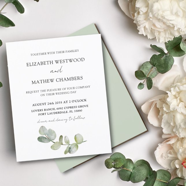 Lámina Invitación a la Boda Verde de Eucalyptus Sage (Subido por el creador)