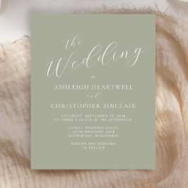 Lámina Invitación a la boda verde de la caligrafía presup