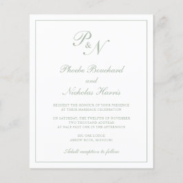 Lámina Invitación a la boda verde de monograma