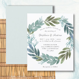 Lámina Invitación a la boda verde de sabio de follaje rús